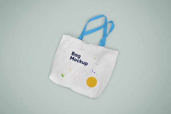 Mockup Showcasing Top View of a Tote Bag with Handles