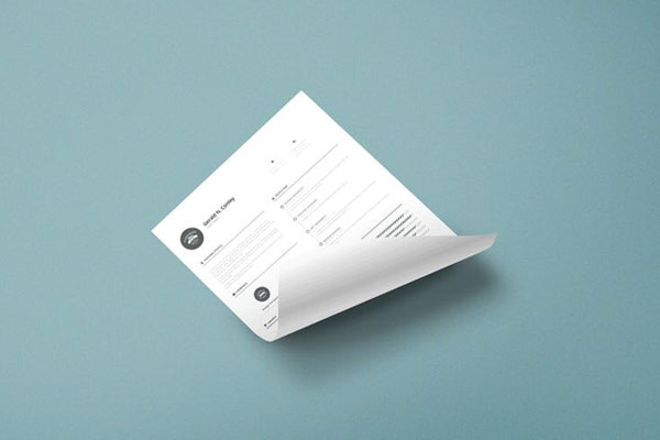 Mockup Showcasing Top View of Curled A4 Paper