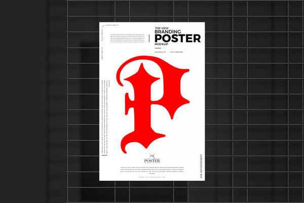 Mockup Showcasing Top View of Poster on Dark Fence Surface