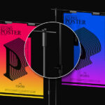 Mockup Showcasing Two Sandwiched Clasps Containing Two Posters