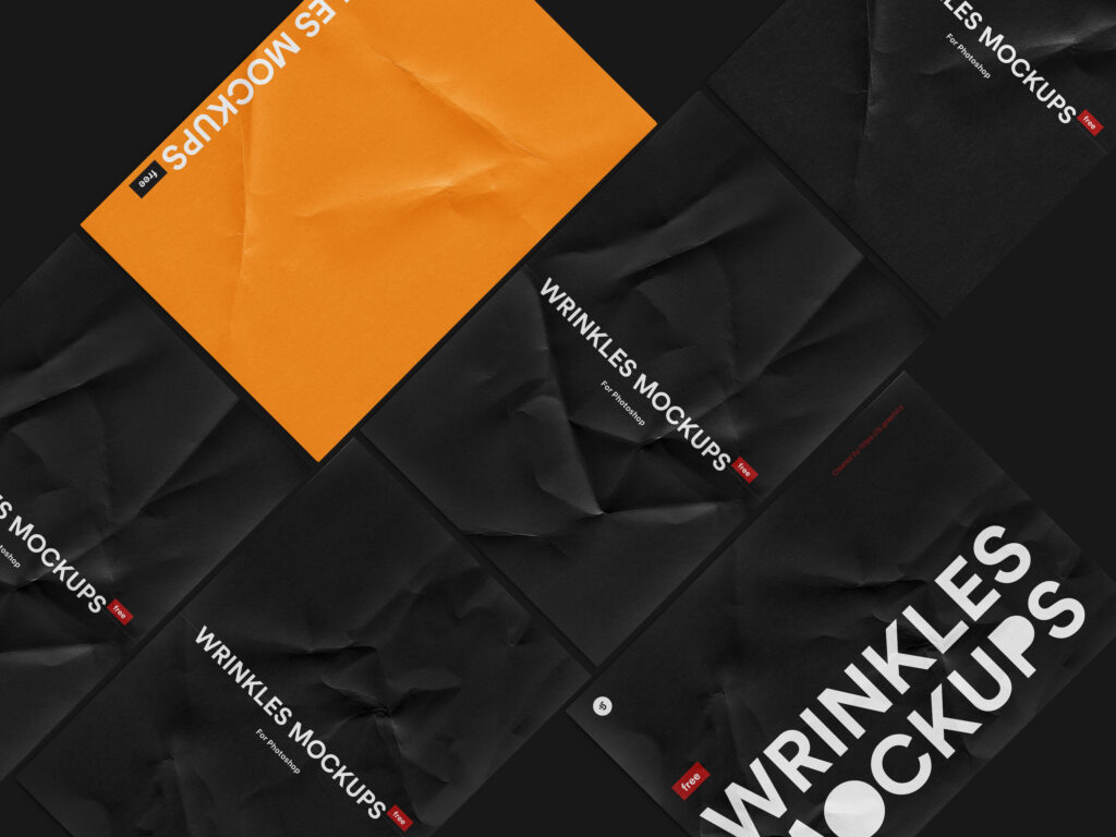 Mockup Showcasing Wrinkled Paper Various Positions