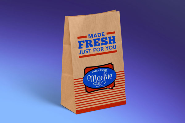 Mockup Showing 3/4 View of a Kraft Paper Takeaway Food Packaging