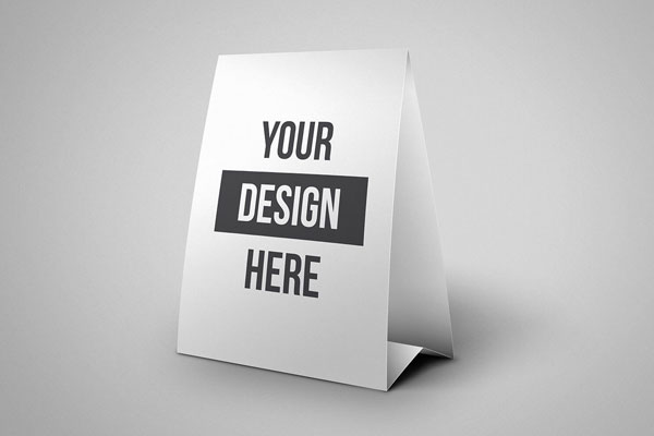 Mockup Showing a 3/4 View of a Table Tent Menu
