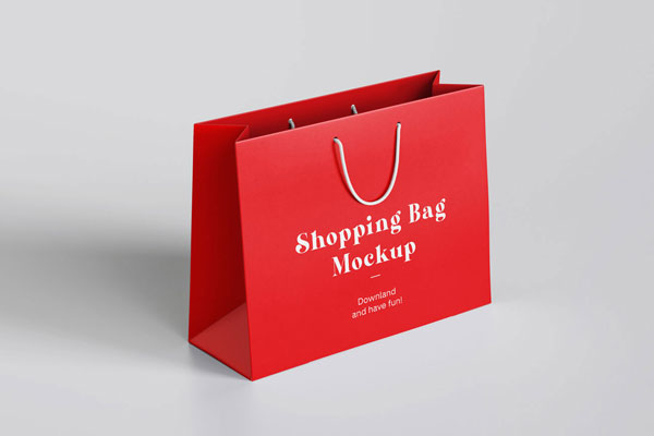 Mockup Showing a 3/4 View of a Turn Top Shopping Bag