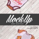 Mockup Showing a Baby Bodysuit on a Wooden Floor