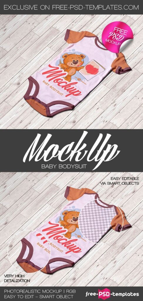 Mockup Showing a Baby Bodysuit on a Wooden Floor