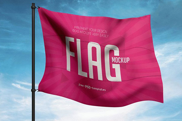 Mockup Showing a Flying Flag
