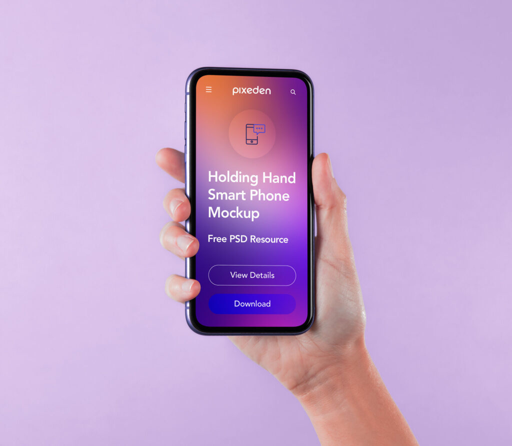 Mockup Showing a Hand Holding a Smartphone