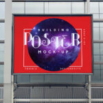 Mockup Showing a Metal Framed Poster Mounted on Building