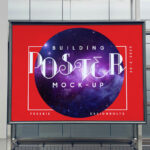 Mockup Showing a Metal Framed Poster Mounted on Building
