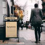Mockup Showing a Metal Stand Sign on a Sidewalk