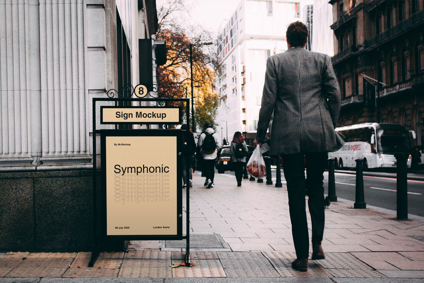 Mockup Showing a Metal Stand Sign on a Sidewalk FREE PSD