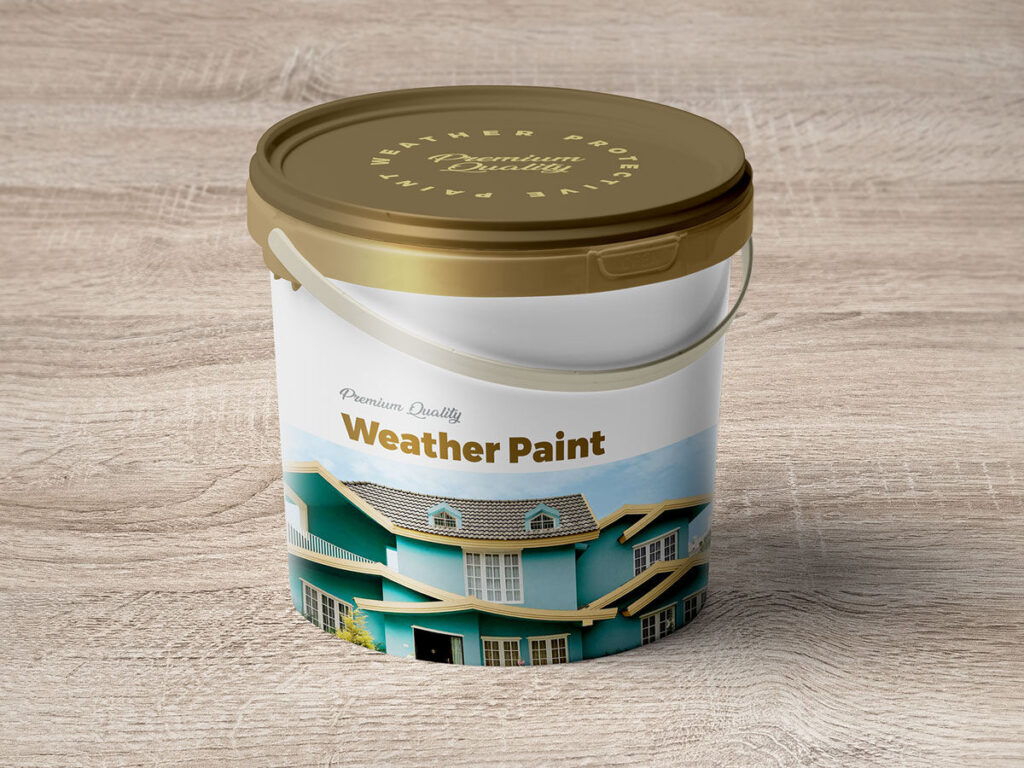 Mockup Showing a Plastic Paint Bucket
