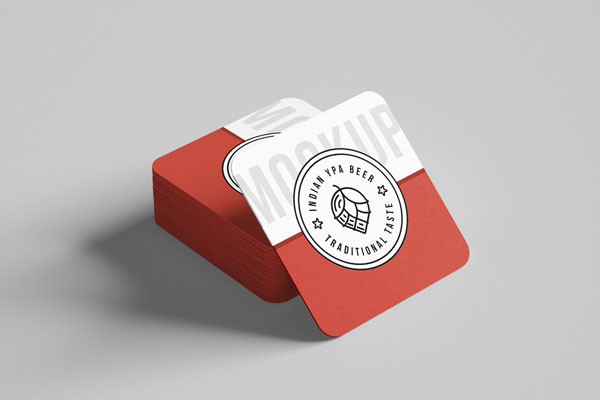 Mockup Showing a Stack of Square Coasters
