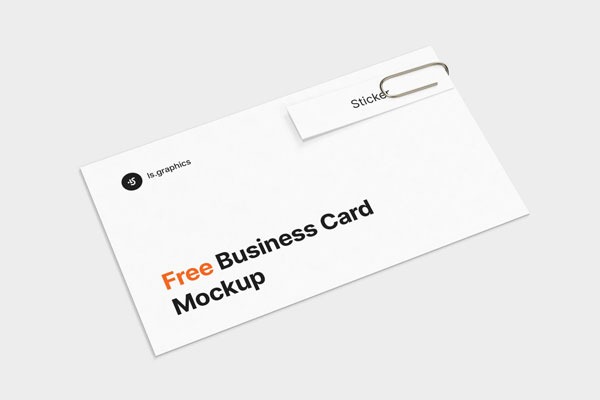 Mockup Showing a Tiny Sticker Attached on Business Card Top Right Corner