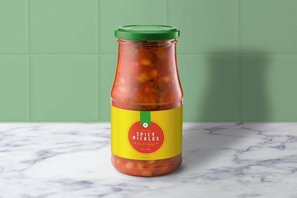 Mockup Showing a Transparent Meal or Pickle Jar