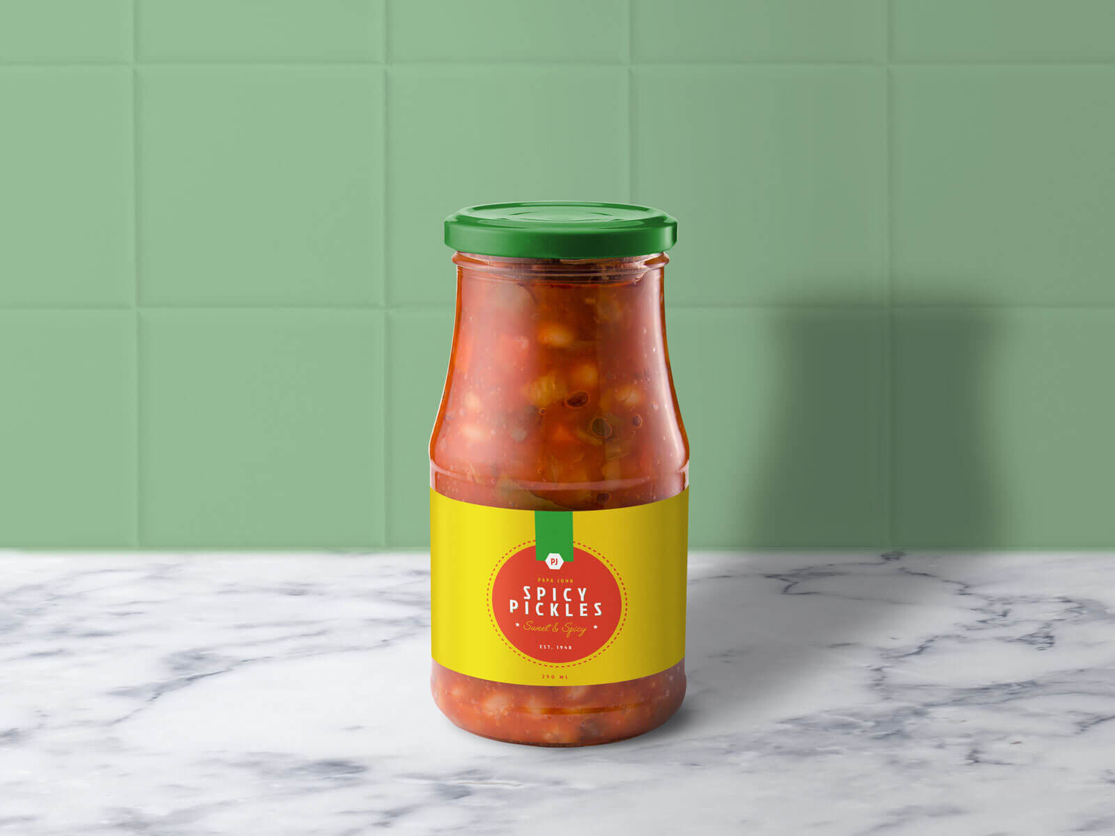 Mockup Showing a Transparent Meal or Pickle Jar FREE PSD