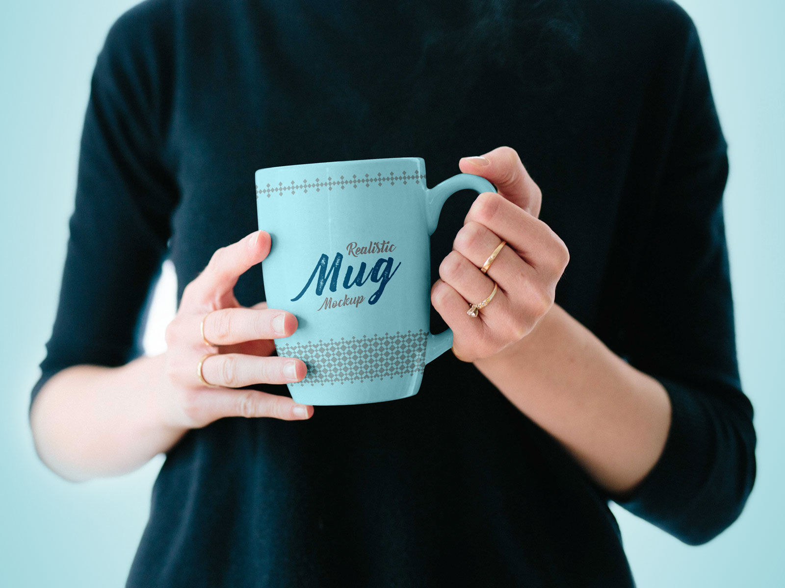 Mockup Showing a Woman Holding a Mug FREE PSD