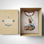 Mockup Showing an Opened Box Containing Folded T-Shirt
