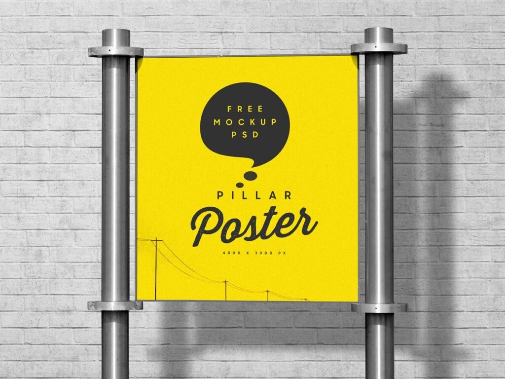 Mockup Showing an Outdoor Large Pillar Poster