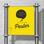 Mockup Showing an Outdoor Large Pillar Poster