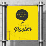 Mockup Showing an Outdoor Large Pillar Poster