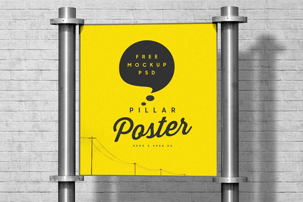 Mockup Showing an Outdoor Large Pillar Poster