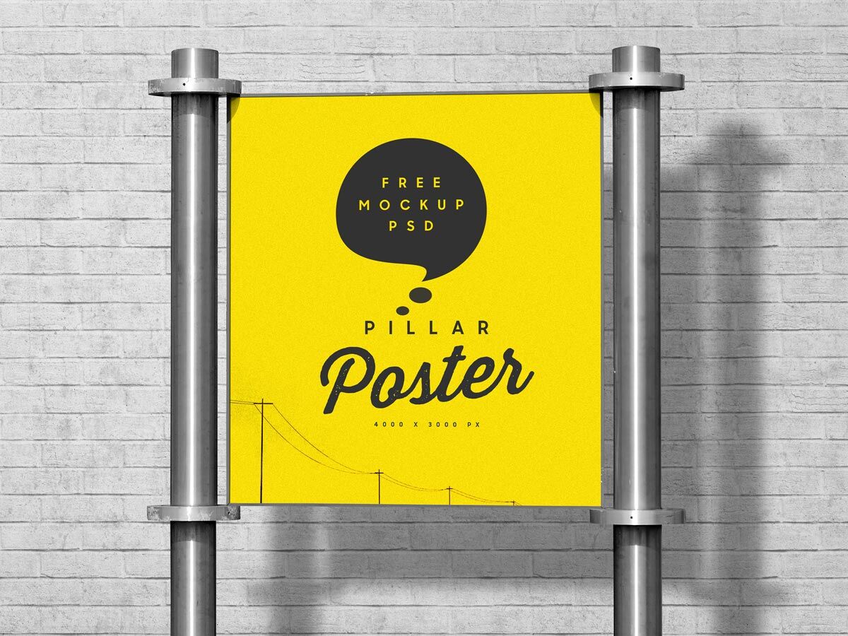 Mockup Showing an Outdoor Large Pillar Poster FREE PSD