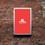 Mockup Showing Billboard on Brick Wall in a Sidewalk Setting