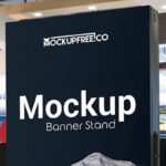 Mockup Showing Huge Banner on Stand in Indoor Setting