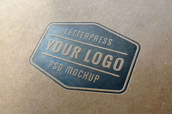 Mockup Showing Overhead View of Logo with Letterpress Effect