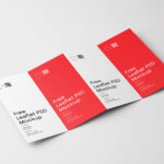 Mockup Showing Side View of Opened Four-fold Brochure