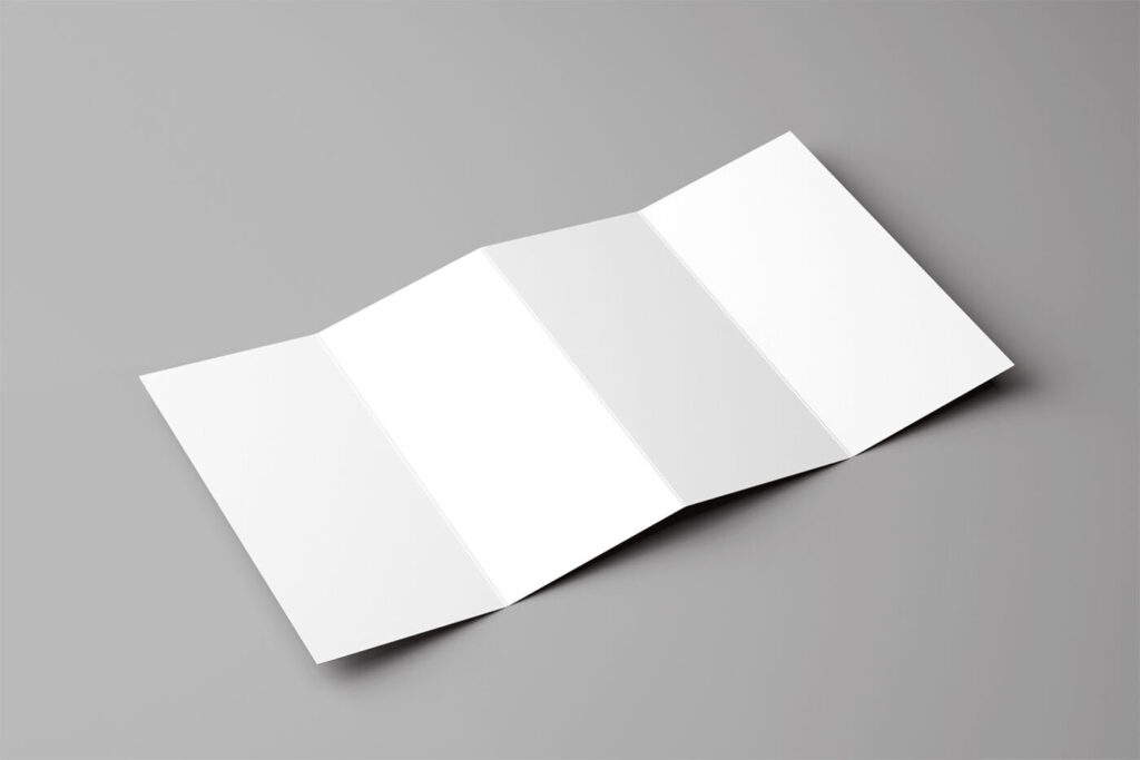 Mockup Showing Side View of Opened Four-fold Brochure