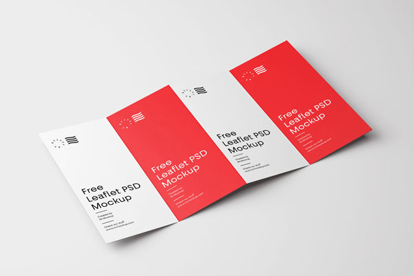 Mockup Showing Side View of Opened Four-fold Brochure