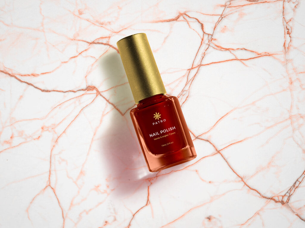 Mockup Showing Square Nail Polish Bottle with Cylindrical Cap