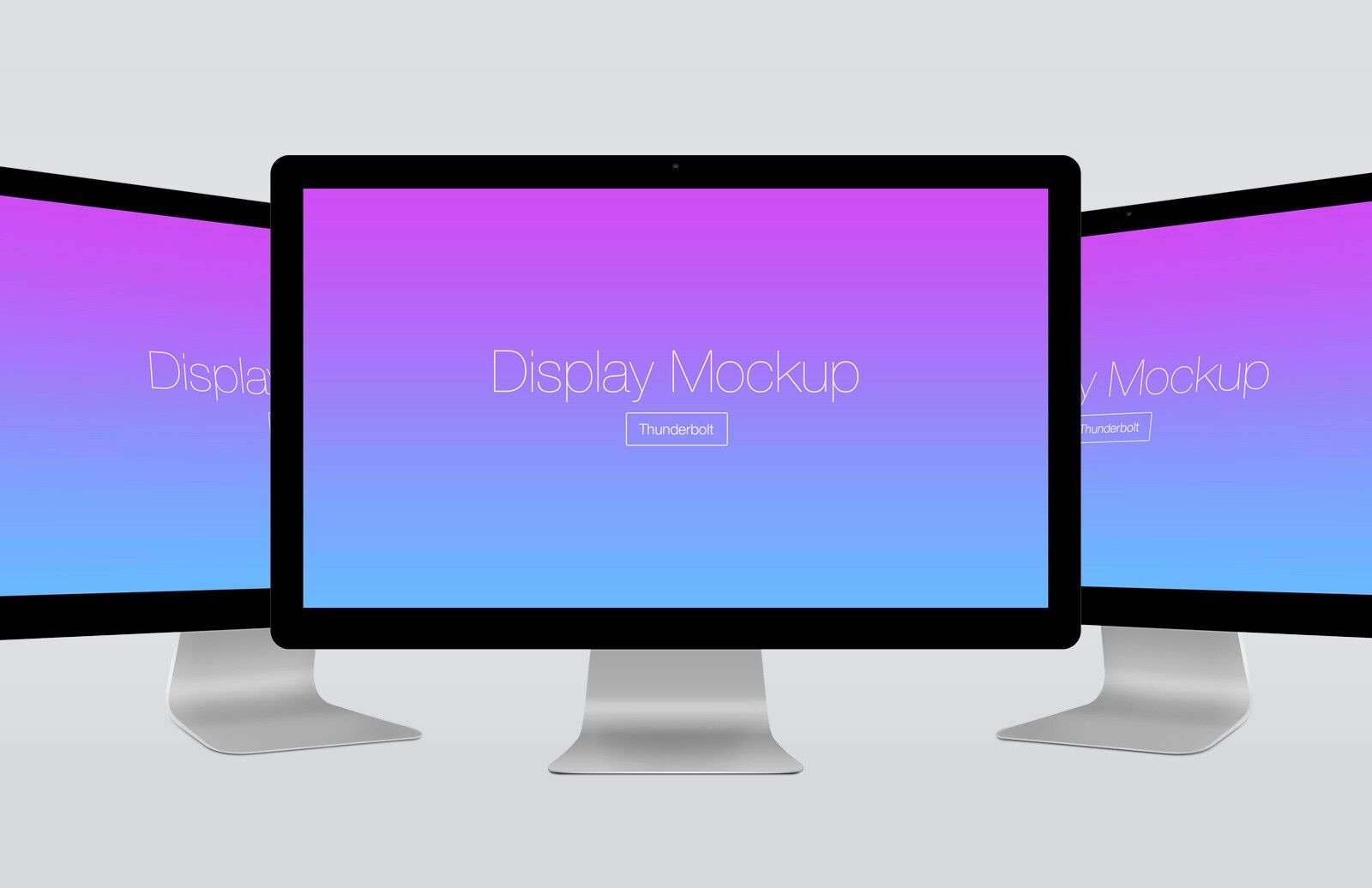 Mockup Showing Three Different Views of Apple Thunderbolt Display FREE PSD