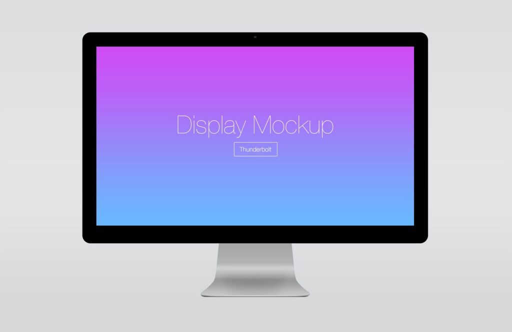 Mockup Showing Three Different Views of Apple Thunderbolt Display