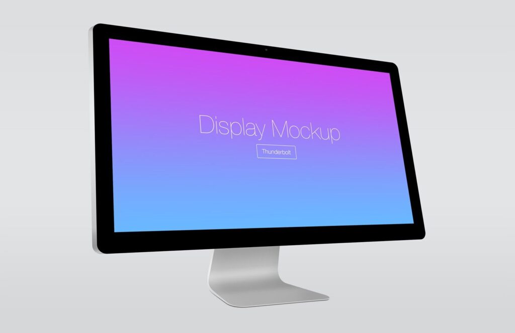 Mockup Showing Three Different Views of Apple Thunderbolt Display