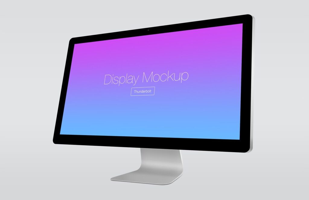 Mockup Showing Three Different Views of Apple Thunderbolt Display
