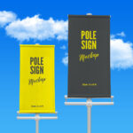 Mockup Showing Two Outdoor Banners with Sky at Background