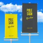 Mockup Showing Two Outdoor Banners with Sky at Background