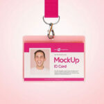 Mockups Showing ID Card with Holder in Three Shots