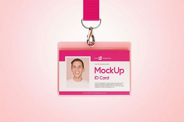 Mockups Showing ID Card with Holder in Three Shots