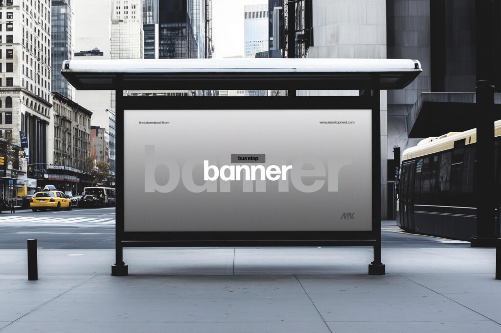 Modern Bus Stop Banner Mockup