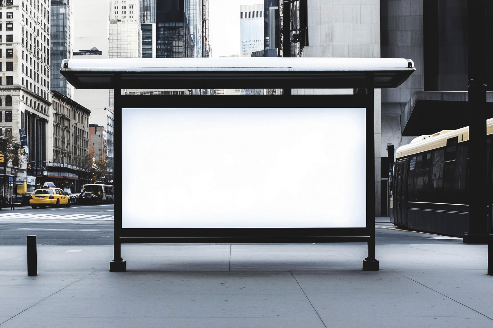 Free Modern Bus Stop Banner Mockup PSD Template