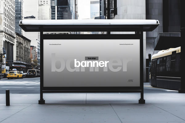 Modern Bus Stop Banner Mockup