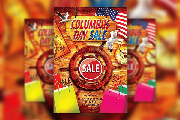 Modern Circle Columbus Day Sale Flyer Template