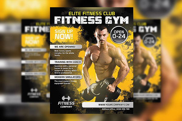 Modern Color-Splash Gym and Fitness Flyer and Facebook Cover Template