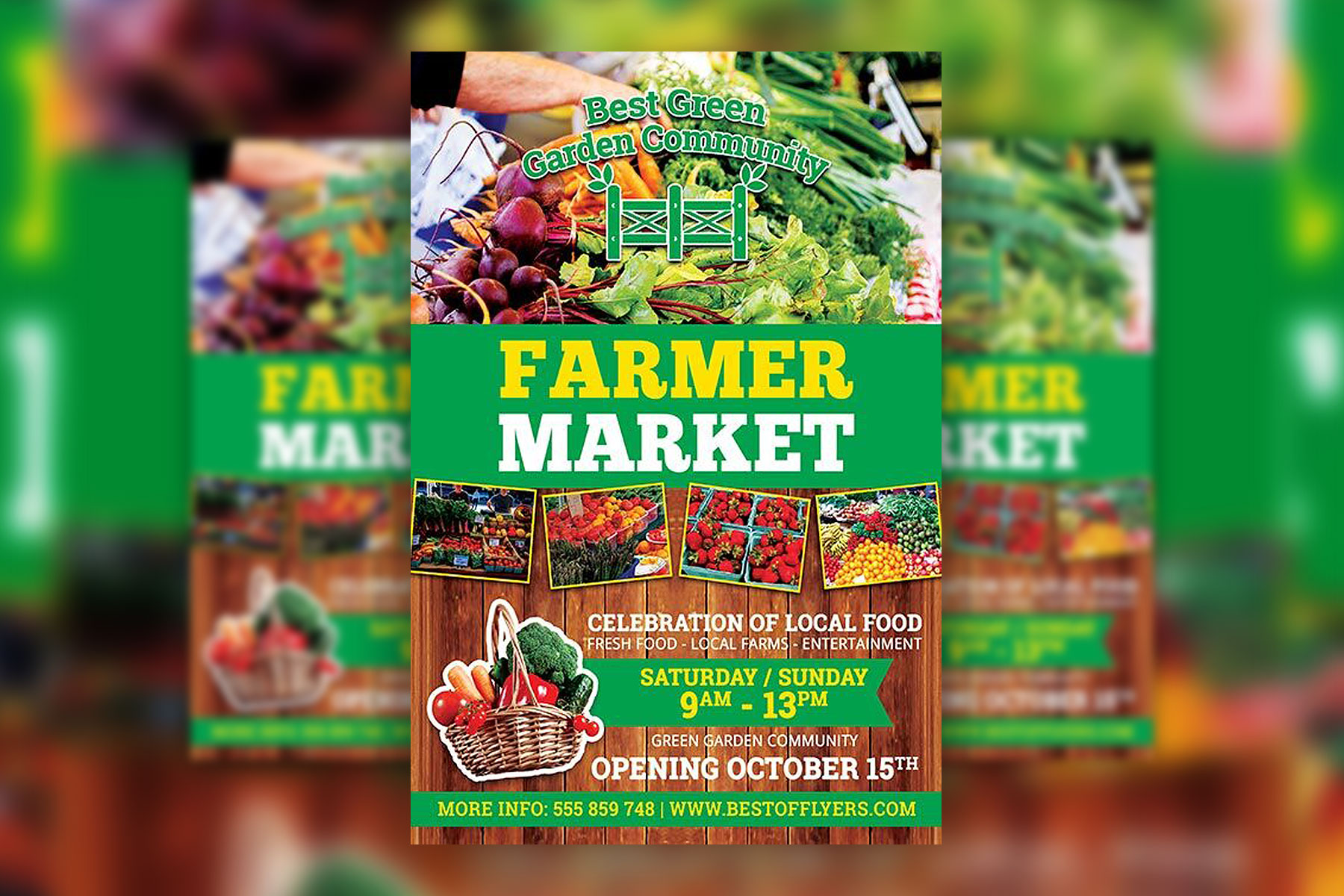 Modern Farmers Market Poster and Facebook Cover Templates FREE PSD