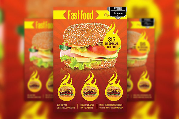 Modern Fast Food Menu Flyer and Facebook Cover Template